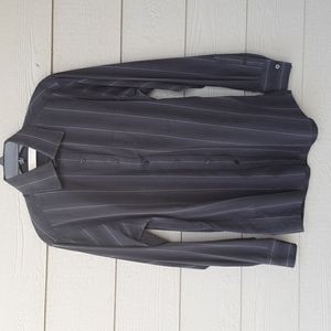 MICHAEL Kors Button Down Dark Grey Striped Dress Shirt